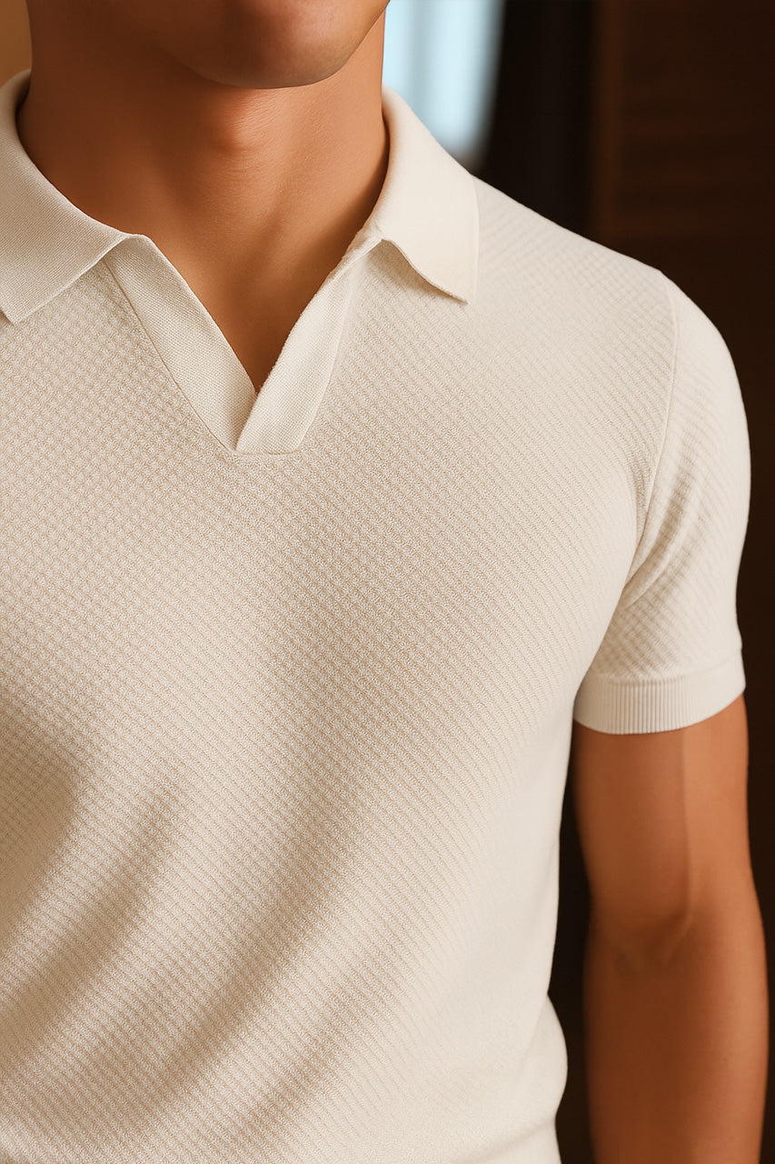 Elfenbein Klassisches Poloshirt